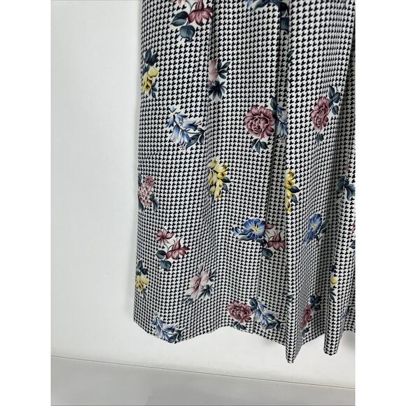 Vintage Fairy Chess Houndstooth Floral Skirt Size 6 - Picture 3 of 9